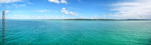 Wide panorama from Balaton Lake, Tihany, Hungary