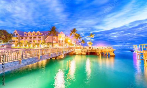 Pier on the port of Key West, Florida at sunset