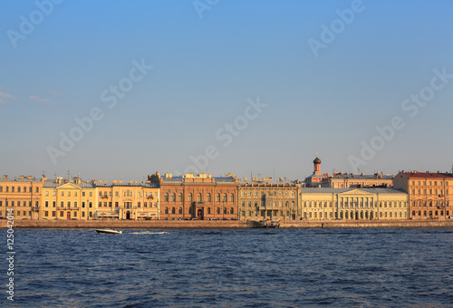 The view from Neva river on the promenade des Anglais, Saint-Petersburg, Russia