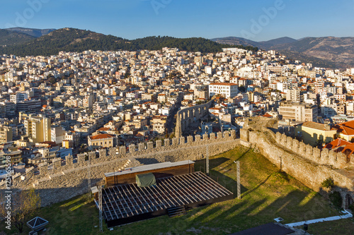 Amazing panorama from fortress to aqueduct in Kavala, East Macedonia and Thrace, Greece