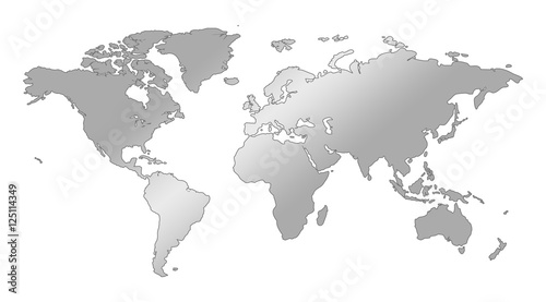 Gray similar world map blank for infographic isolated on white background