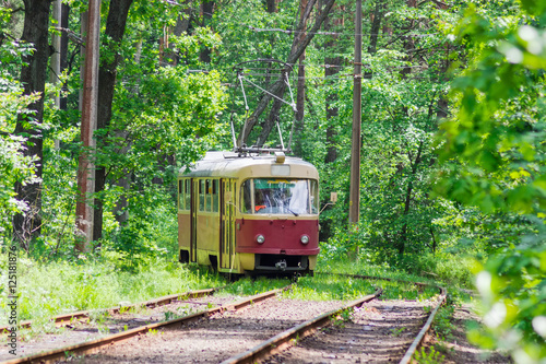 Old tram among the forest