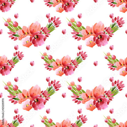 Watercolor flowers roses peonies collection