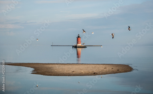 Seagulls Flying Past The Lighthouse At Cape Henlopen