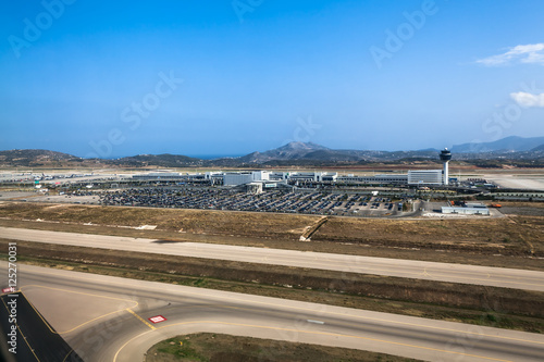 Widok na terminal lotniska Markopoulo w Ateny, Grecja