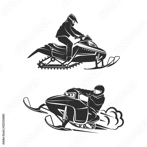 Snowmobiling Silhouette on white background