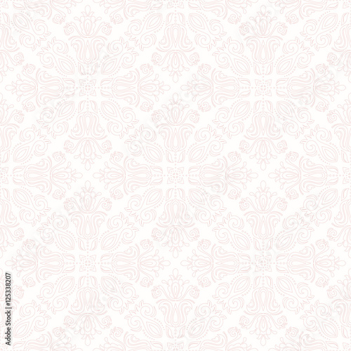 Seamless classic vector light pink pattern. Traditional orient ornament with pink outlines