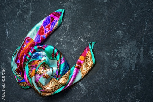 Silk scarf on a black background