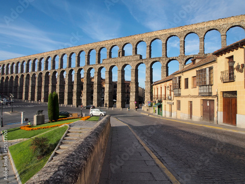 The famous ancient roman aqueduct in Segovia, Spain