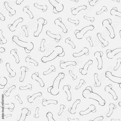 human penis illustration, seamless pattern