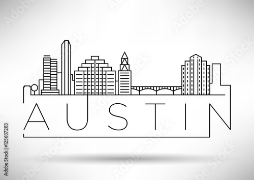 Minimal Austin City Linear Skyline with Typographic Design