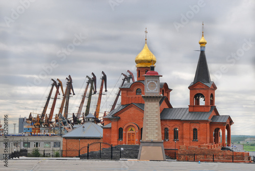 View of Dudinka city on the river Jenisej in Russia 