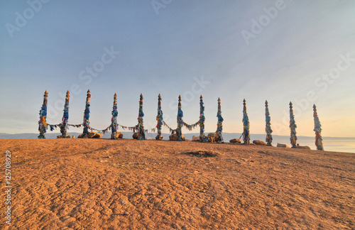 Lake Baikal - Shaman's poles on Olkhon Island 