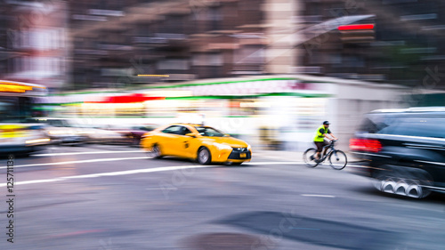 NYC taxi in motion. Blurred, long exposure images.
