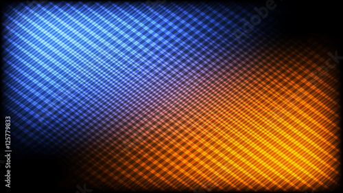 Abstract desktop hd wallpaper background. Vector pattern of shining crossing lines with bright blue & orange highlights. 16:9 HD aspect ratio. 