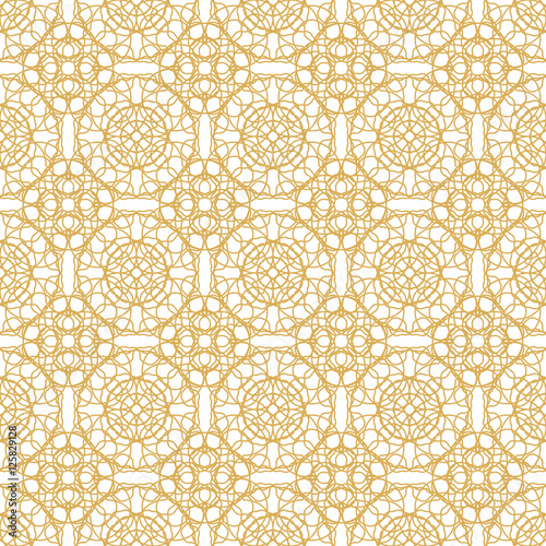 Seamless abstract background pattern with beige guilloche ornament on white (transparent) background. Vector illustration eps