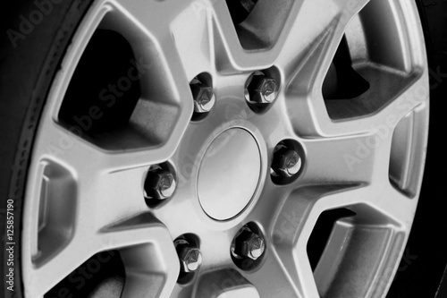 Modern car wheel, closeup