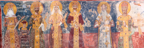 Ancient XVI century fresco in Gelati Monastery Georgia