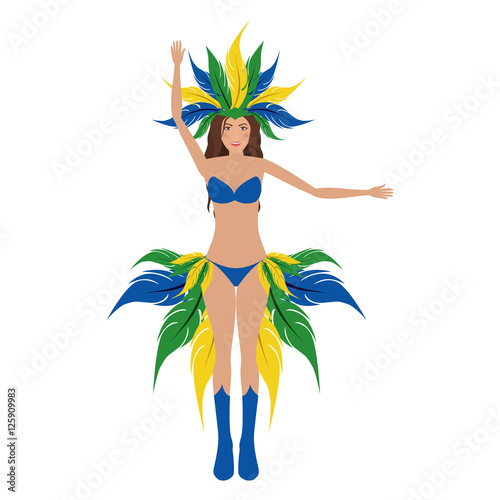 samba dancer girl. brazilian woman over white background. vector illustration