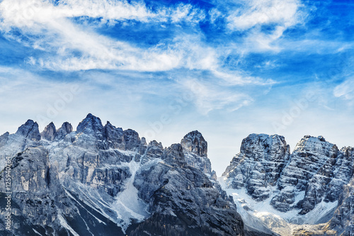 Tre Cime di Lavaredo. Dolomites mountain peaks. Italy.