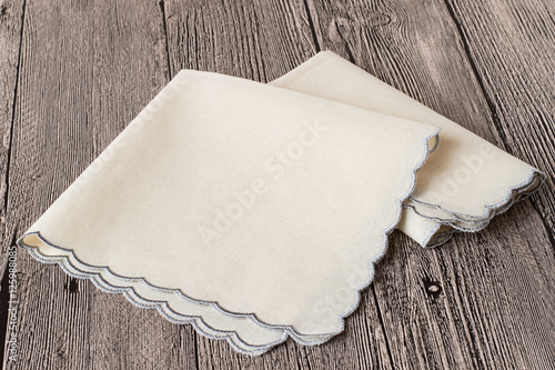 Accessories. Two handkerchiefs on gray wooden background.