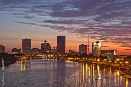 Rochester NY skyline at dawn