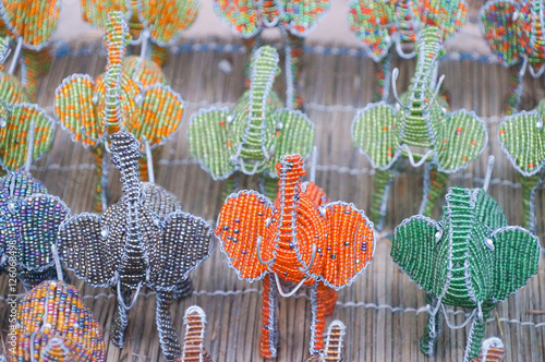 Traditional ethnic handmade bead wire toys elephant,South Africa