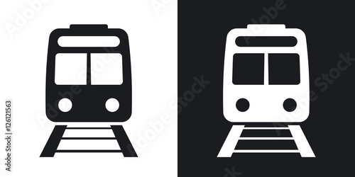 Vector train icon. Two-tone version on black and white background