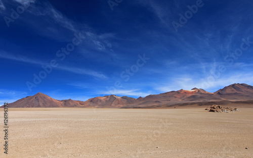 Salvador Dali desert and colorful mountains in Eduardo Avaroa Andean Fauna National Reserve, Bolivia