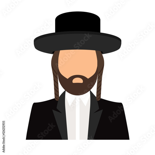 Jew orthodox icon. Jewish orthodox rabbi avatar flat vector