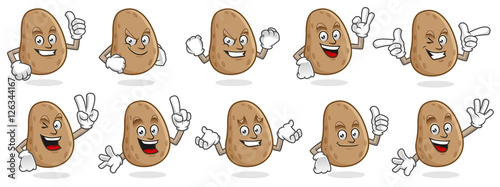 potato mascot vector pack, potato character set, vector of potato 