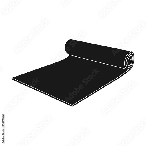 Fitness mat icon in black style isolated on white background. Sport and fitness symbol stock vector illustration.