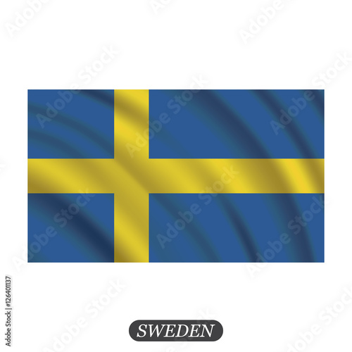 Waving Sweden flag on a white background. Vector illustration