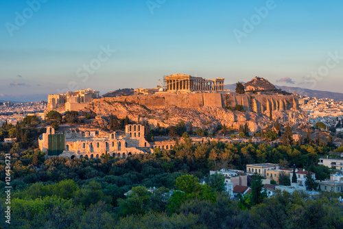The Acropolis at Athens Greece at sunset