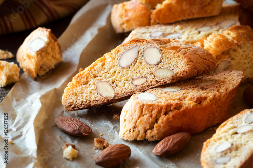 Freshly baked Italian almond cantuccini biscuits