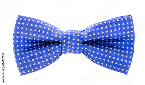 blue with white polka dots bow tie