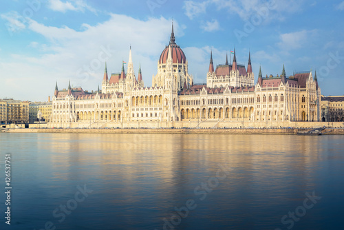 Hungarian Parliament Building - Budapest , Hungary in March 2016 : built in 1904 Gothic Revival style, ,highlight of Budapest