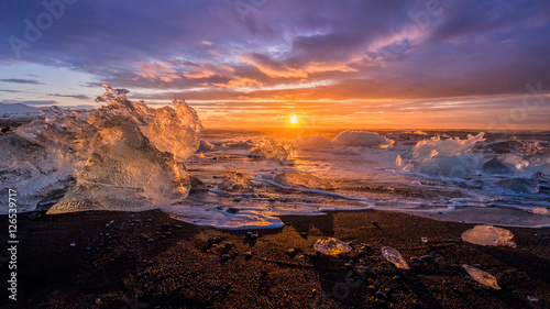 Ices on the beach at jokulsarlon - southeast Iceland