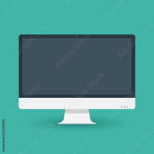 Computer pc monitor web icon vector. Monitor icon in flat style on blue background. Vector isolated illustration.