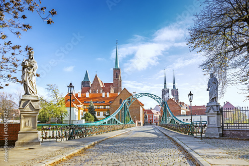 Bridge to Tumski (Cathedral) Island in Wroclaw, Poland