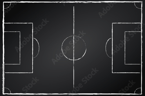Fußballfeld auf Tafel schwarz