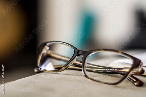 Modern Eyeglasses on Soft Surface