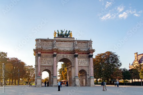 PARIS, FRANCE APRIL 22. Arc de Triomphe du Carrousel, between Place du Carrousel and the Tuileries garden
