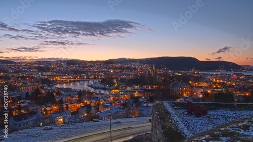 Blick auf Trondheim in Norwegen von der Festung Kristiansten aus.