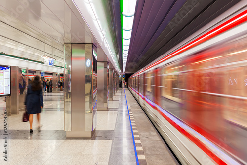 Modern metro station in Prague.