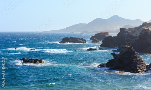 Atlantic ocean stormy view, Spain.