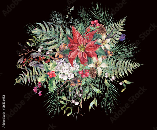 Christmas Vintage Floral Greeting Card