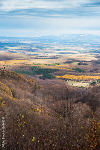 panorama view autumn mountain and colorful forest