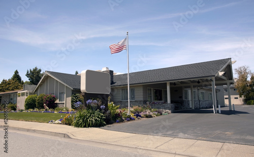 Funeral Home Under Blue Sky