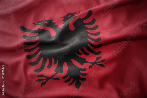 waving colorful flag of albania